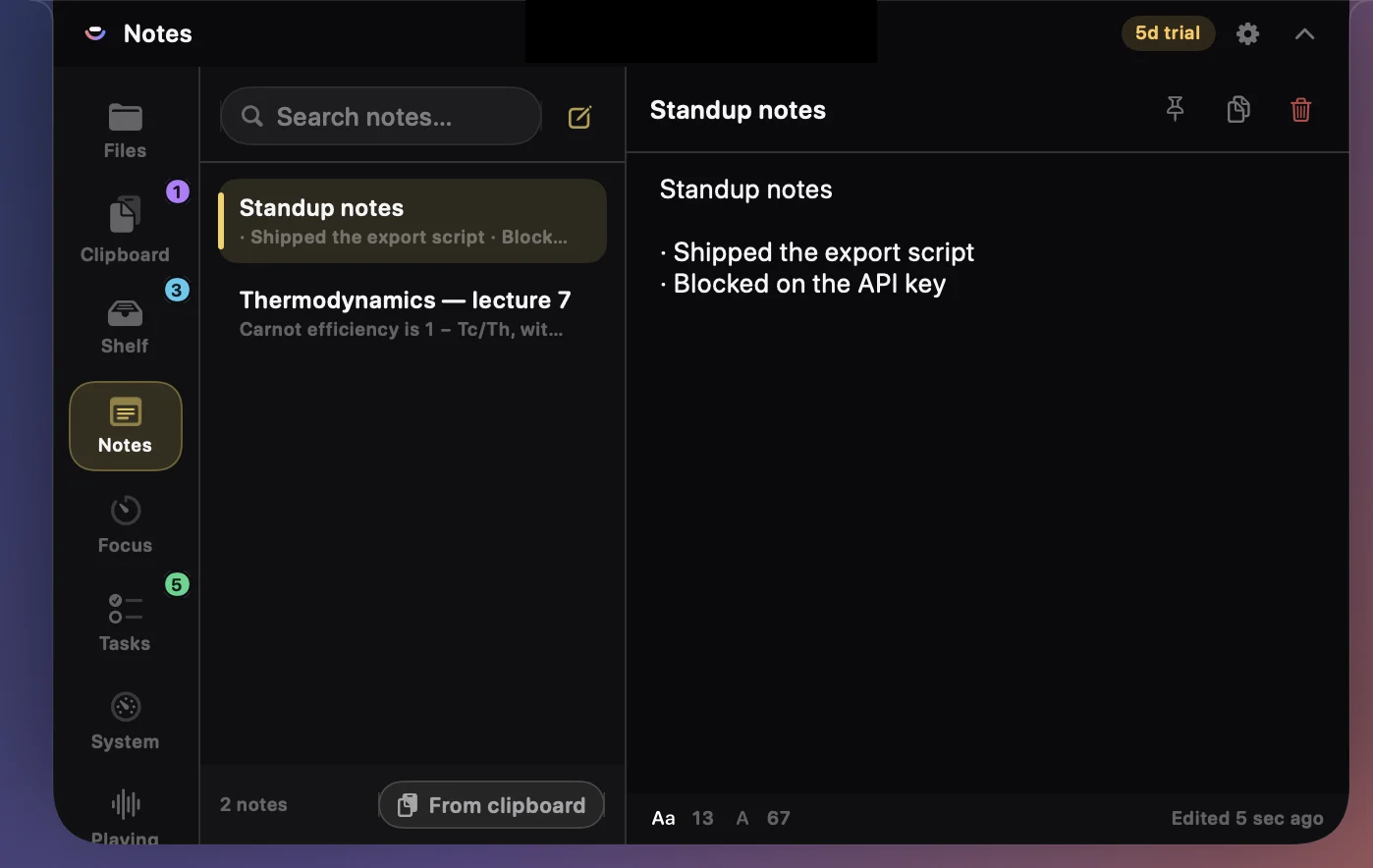 Brim's notes scratchpad